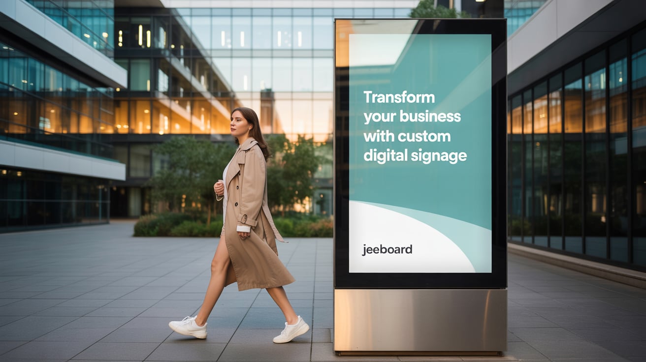 Jeeboard digital signage displays in a modern business environment